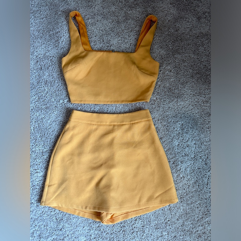 Lulu's Mustard Yellow Two-Piece Skort Set